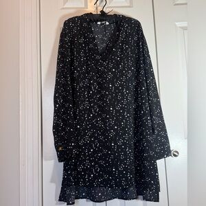 Terra & Sky 4X Black White Speckled Long Sleeve Blouse